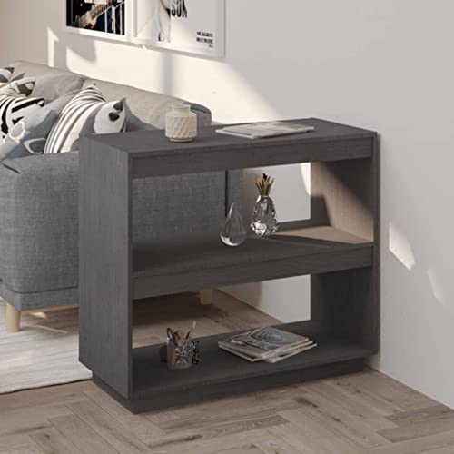 WIFESE Bücherregal 80x35x71 2 Fächer Raumteiler Holzregal Kleines Regal für Büro Wohnzimmer Arbeitszimmer Würfelregal Grau Standregal Bookshelf Hochschrank Aufbewahrungsregal Aktenregal von WIFESE