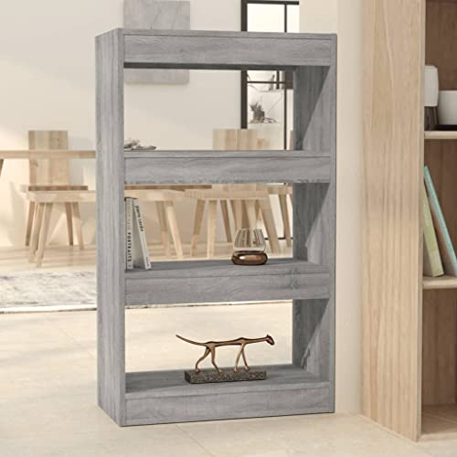 WIFESE Bücherregal Raumteiler 60x30x103 cm 3 Fächer Holzregal Regal für Büro Arbeitszimmer Wohnzimmer Standregal Bookshelf Aufbewahrungsregal Lagerregal Aktenregal Grau Sonoma Holzwerkstoff von WIFESE