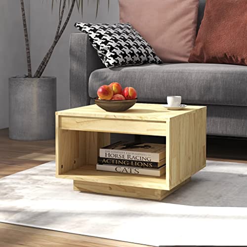 WIFESE Couchtisch 50x50x33,5 cm Beistelltisch Holz Wohnzimmertisch Modern Stilvollen Design Kleiner Tisch Wohnzimmer Coffee Table Bürotisch Coutischtisch Robust Braun Kiefer Massivholz von WIFESE