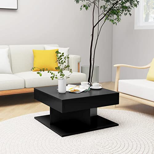 WIFESE Couchtisch 57x57x30 cm Beistelltisch Holz Wohnzimmertisch Kleiner Tisch Wohnzimmer Modernes Design Coffee Table Quadratisch Robust Haltbarkeit Schwarz Holzwerkstoff Metall von WIFESE