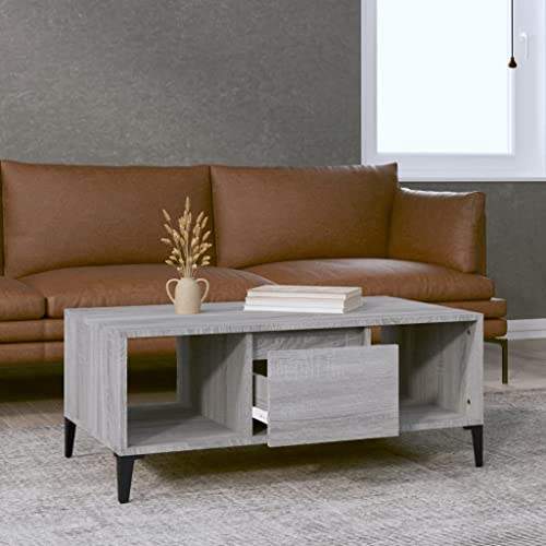 WIFESE Couchtisch Multifunktional Beistelltisch Sofatisch Wohnzimmertisch Möbelstück für Zimmer Heimdekoration Minimalistischen Look Grau Sonoma 90x50x36,5 cm von WIFESE