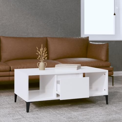 WIFESE Couchtisch Multifunktional Beistelltisch Sofatisch Wohnzimmertisch Möbelstück für Zimmer Heimdekoration Minimalistischen Look Hochglanz-Weiß 90x50x36,5 cm WIFESE Couchtisch Multifunktional Beistelltisch Sofatisch Wohnzimmertisch Möbelstück für Zimmer Heimdekoration Minimalistischen Look Hochglanz-Weiß 90x50x36,5 cm von WIFESE