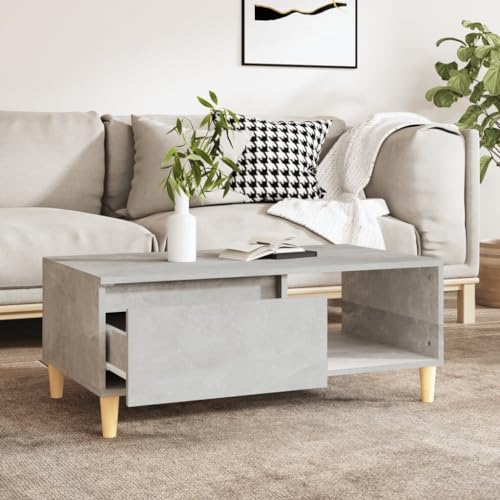 WIFESE Couchtisch Multifunktional Sofatisch Beistelltisch Wohnzimmertisch Möbelstück für Zimmer Heimdekoration Minimalistischen Look Betongrau 90x50x36,5 cm von WIFESE
