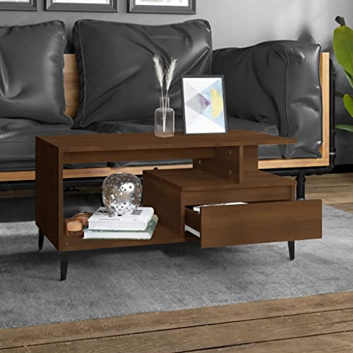 WIFESE Couchtisch Multifunktional Sofatisch Beistelltisch Wohnzimmertisch Möbelstück für Zimmer Heimdekoration Minimalistischen Look Braun Eichen-Optik 90x49x45 cm von WIFESE