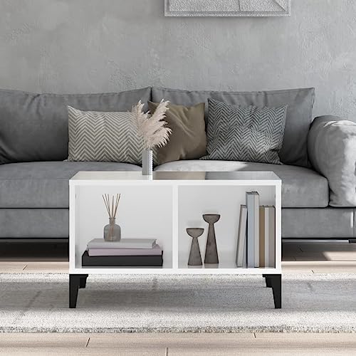 WIFESE Couchtisch Multifunktional Sofatisch Beistelltisch Wohnzimmertisch Möbelstück für Zimmer Heimdekoration Minimalistischen Look Hochglanz-Weiß 60x50x36,5 cm von WIFESE