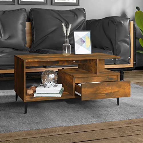 WIFESE Couchtisch Multifunktional Sofatisch Beistelltisch Wohnzimmertisch Möbelstück für Zimmer Heimdekoration Minimalistischen Look Räuchereiche 90x49x45 cm WIFESE Couchtisch Multifunktional Sofatisch Beistelltisch Wohnzimmertisch Möbelstück für Zimmer Heimdekoration Minimalistischen Look Räuchereiche 90x49x45 cm von WIFESE