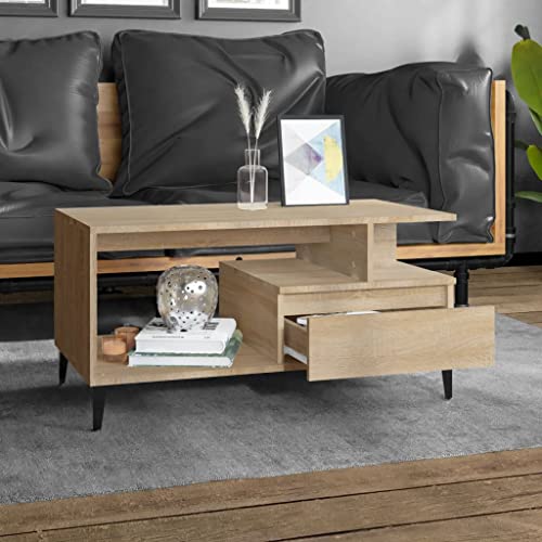 WIFESE Couchtisch Multifunktional Sofatisch Beistelltisch Wohnzimmertisch Möbelstück für Zimmer Heimdekoration Minimalistischen Look Sonoma-Eiche 90x49x45 cm von WIFESE