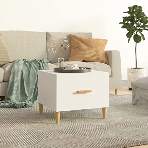 WIFESE Couchtisch Weiß 50x50x40 cm Beistelltisch Wohnzimmertisch Modern Stilvollen Stabilität Kleiner Tisch Wohnzimmer Coffee Table Coutischtisch Sofatisch Teetisch Holzwerkstoff von WIFESE