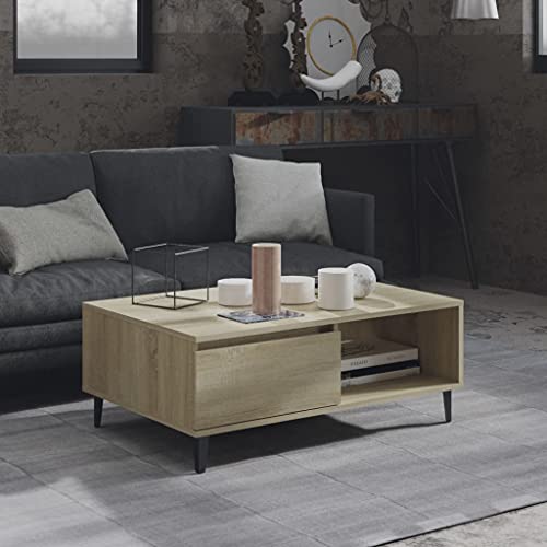 WIFESE Couchtisch mit Offenes Fach 90x60x35 cm Beistelltisch Holz Modernes Design Wohnzimmertisch Kleiner Tisch Wohnzimmer Coffee Table Robust Haltbarkeit Braun Holzwerkstoff Metall von WIFESE