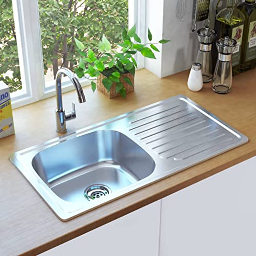 WIFESE Einbauspüle 75x40x18 cm Spülbecken Küche Küchenspülen Spülen Waschbecken Küche Küchenspüle Spültisch Einbauspüle Spüle Küche Blanco Spüle Silber mit Sieb und Siphon Edelstahl von WIFESE