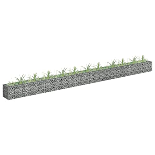 WIFESE Gabionen Hochbeet 450×30×30 cm Gabionenwand Steinkorb Gabione Gabionenkorb Pfosten Gabionen Zaun Gabionensäule Steingabionen Pflanzenwand Gabionenkörbe Verzinkter Stahl von WIFESE