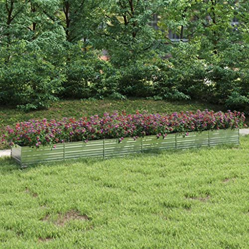 WIFESE Garten-Hochbeet 600x80x45 cm Verzinkter Stahl Silber Hochbeet Metall Hochbeete für Garten Pflanzenbett Kräuterbett Blumenkiste Dekorieren Eingang Balkon Terrasse Garten Stilvoll & Langlebig von WIFESE