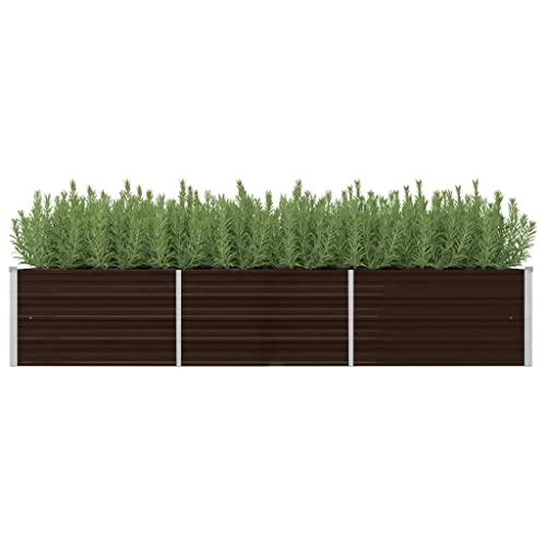 WIFESE Garten-Hochbeet Braun 240x80x45 cm Verzinkter Stahl Hochbeet Metall Hochbeete für Garten Pflanzenbett Kräuterbett Blumenkiste Dekorieren Eingang Balkon Terrasse Garten Stilvoll & Langlebig von WIFESE