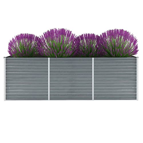 WIFESE Garten-Hochbeet Verzinkter Stahl 240x80x77 cm Grau Hochbeet Metall Hochbeete für Garten Pflanzenbett Kräuterbett Blumenkiste Dekorieren Eingang Balkon Terrasse Garten Stilvoll & Langlebig von WIFESE