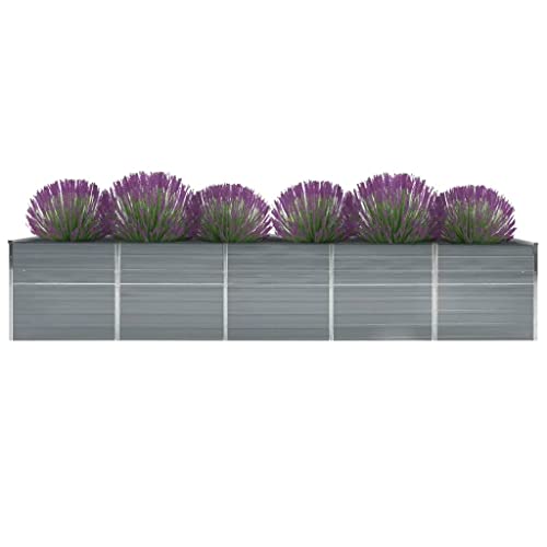 WIFESE Garten-Hochbeet Verzinkter Stahl 400x80x77 cm Grau Hochbeet Metall Hochbeete für Garten Pflanzenbett Kräuterbett Blumenkiste Dekorieren Eingang Balkon Terrasse Garten Stilvoll & Langlebig von WIFESE