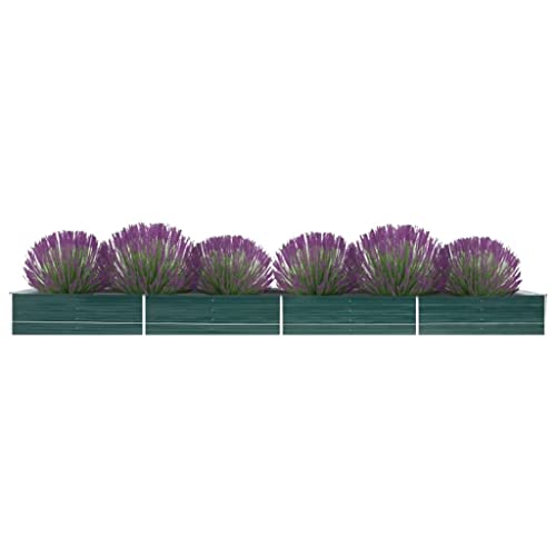 WIFESE Garten-Hochbeet Verzinkter Stahl 600x80x45 cm Grün Hochbeet Metall Hochbeete für Garten Pflanzenbett Kräuterbett Blumenkiste Dekorieren Eingang Balkon Terrasse Garten Stilvoll & Langlebig von WIFESE