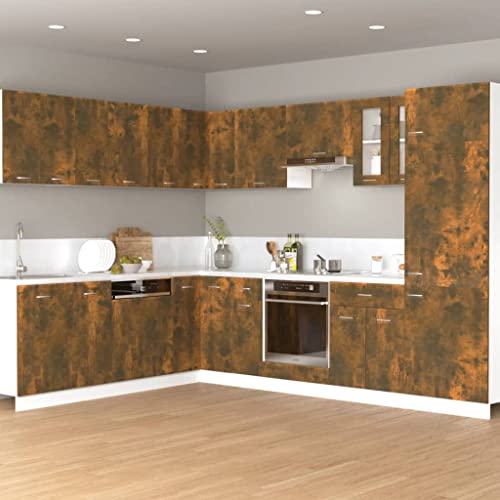 WIFESE Hängeschrank 60x31x40 cm Küchenschrank Küchenzeile Wandschrank Für Küche Schrank Badezimmerschrank Badezimmermöbel Cabinet Hängend Räuchereiche Holzwerkstoff mit Türen von WIFESE