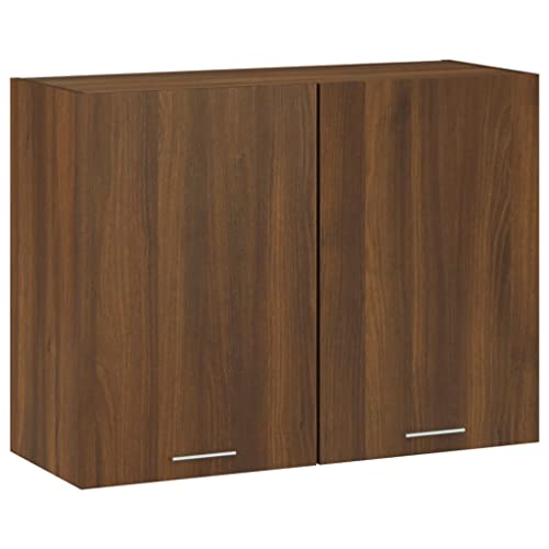 WIFESE Hängeschrank 80x31x60 cm 2 Fächern Küchenschrank Für Wohnzimmer Küche Schrank Küchenzeile Wandschrank Badezimmermöbel Badezimmerschrank Cabinet Braun Eichen Optik Holzwerkstoff von WIFESE