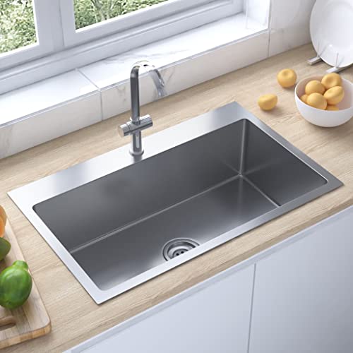 WIFESE Handgemachte Einbauspüle 70x44x20 cm Lebensmittelqualität Küchenspülen Küchenspüle Spülbecken Silber Spülen Waschbecken Küche Kitchen Sink Edelstahl mit Hahnloch und Schalldämmenden Pads von WIFESE