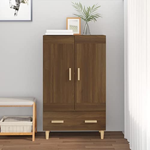 WIFESE Highboard Braun Eichen-Optik 70x31x115 cm Holzwerkstoff Wohnzimmerschrank Aktenschrank Mehrzweckschrank Büroschrank Haushaltsschrank Vorratsschrank für Wohnzimmer Esszimmer Vintage Stil von WIFESE