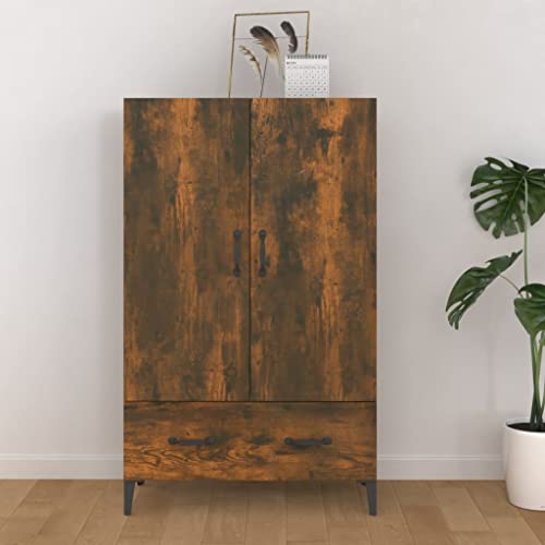 WIFESE Highboard Räuchereiche 70x31x115 cm Holzwerkstoff Wohnzimmerschrank Büroschrank Haushaltsschrank Aktenschrank Mehrzweckschrank Vorratsschrank für Wohnzimmer Esszimmer Vintage Stil von WIFESE