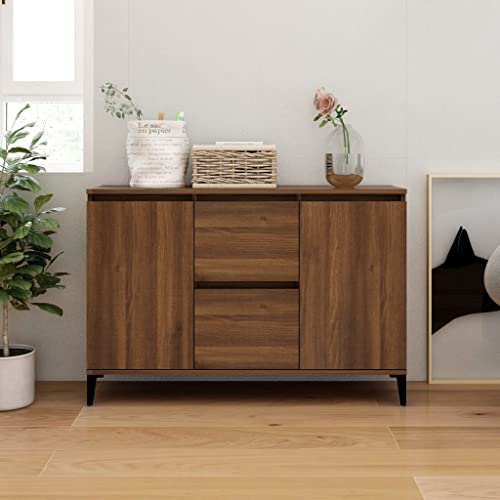 WIFESE Sideboard Braun Eichen-Optik 104x35x70 cm Komodenschrank Küchenschrank Komode Schrank Klein Flurschrank Mit Schubladen Schmal Wohnzimmer Küche Flur von WIFESE