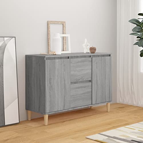 WIFESE Sideboard Grau Sonoma-Eiche 103,5x35x70 cm Komodenschrank KüChenschrank Komode Schrank Klein Flurschrank Schrank Mit Schubladen Schrank Schmal Wohnzimmer Küche Flur Sideboard von WIFESE