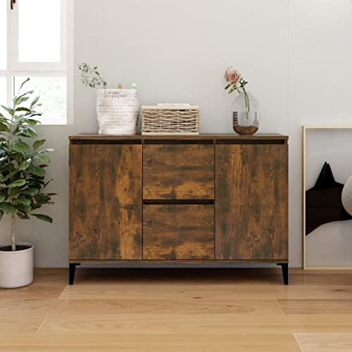 WIFESE Sideboard Räuchereiche 104x35x70 cm Komodenschrank Küchenschrank Mit Schubladen Klein Schmal für Wohnzimmer Küche Flur von WIFESE