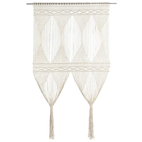 WIFESE Makramee Vorhang 140x240 cm Wandbehang Gewebte Tapisserie Fadenvorhang Boho Deko Gardinen Boho Vorhänge Türvorhänge für Wohnzimmer Vorhang Kinderzimmer Curtain Creme Baumwolle von WIFESE