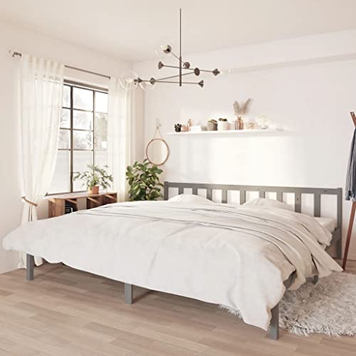 WIFESE Massivholzbett Grau Kiefer 200x200 cm Doppelbett Jugendbett Bettgestell Betten Palettenbett Bettrahmen Moderner Stil Langlebig und Komfortabel Geeignet für Jedes Schlafzimmer von WIFESE