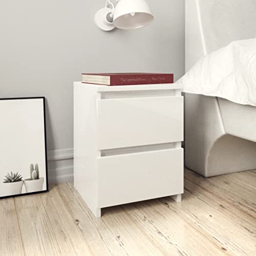 WIFESE Nachttisch mit 2 Schubladen 30x30x40 cm Nachtkästchen Nachtschrank Boxspringbett Nachtkommode Bedside Table Beistelltisch Hochglanz Weiß Nachttischschränke Kommode Holzwerkstoff von WIFESE