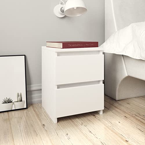 WIFESE Nachttisch mit 2 Schubladen 30x30x40 cm Nachtkästchen Nachtschrank Boxspringbett Nachtkommode Bedside Table Beistelltisch Weiss Nachttischschränke Kommode Holzwerkstoff von WIFESE