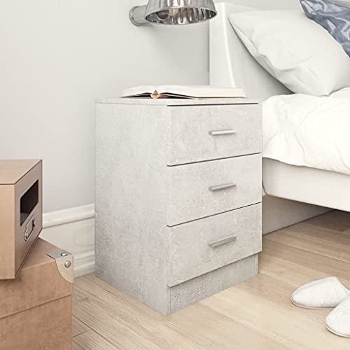 WIFESE Nachttisch mit 3 Schubladen 38x35x56 cm Nachtkästchen Nachtschrank Boxspringbett Nachtkommode Bedside Table Beistelltisch Betongrau Nachttischschränke Kommode Holzwerkstoff von WIFESE