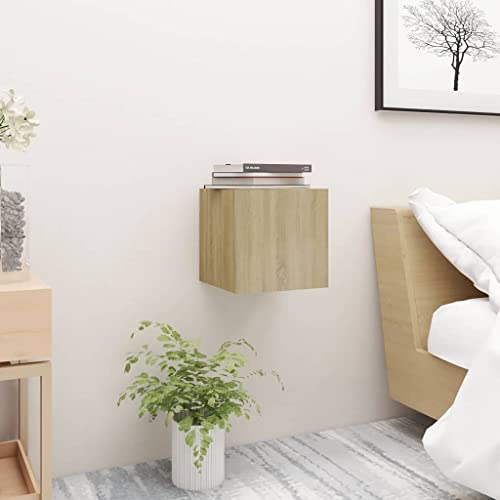 WIFESE Nachttische 30,5x30x30 cm Nachttisch Hängend NachtkäStchen Nachtkommode Wandregal mit Integrierter Schublade Nachttisch Braun Schubladenbox Holz Bedside Table Kommode Holzwerkstoff von WIFESE