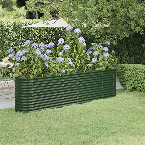 WIFESE Pflanzkübel Pulverbeschichteter Stahl 260x40x68 cm Grün Blumentopf Hochbeet Blumentopf Gross Hochbeet Metall PflanzküBel Groß AußEn BlumentöPfe Flower Pot Pflanzgefäß für Patios&Gemüsebett von WIFESE