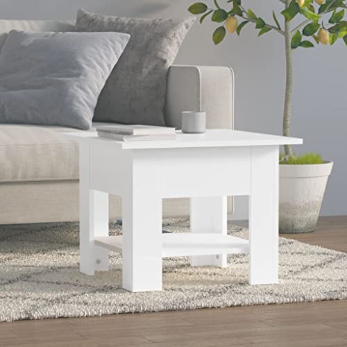 WIFESE Quadratischer Couchtisch 55x55x42 cm Beistelltisch Holz Wohnzimmertisch Modern Stilvollen Design Kleiner Tisch Wohnzimmer Coffee Table Coutischtisch Robust Weiß Holzwerkstoff von WIFESE