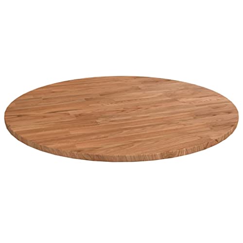 WIFESE Runde Tischplatte Behandeltes Eichenholz Esstisch Holzplatte Massiv Multiplex Platte KüChenarbeitsplatte Holzplatte Rund Tabletop Tischplatte Rund Massivholzplatte Hellbraun Ø60x1,5 cm von WIFESE