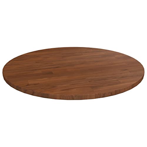 WIFESE Runde Tischplatte Couchtisch Esstisch Holzplatte Massiv Multiplex Platte KüChenarbeitsplatte Holzplatte Rund Tabletop Tischplatte Eiche Dunkelbraun Ø50x1,5 cm Behandeltes Eichenholz von WIFESE