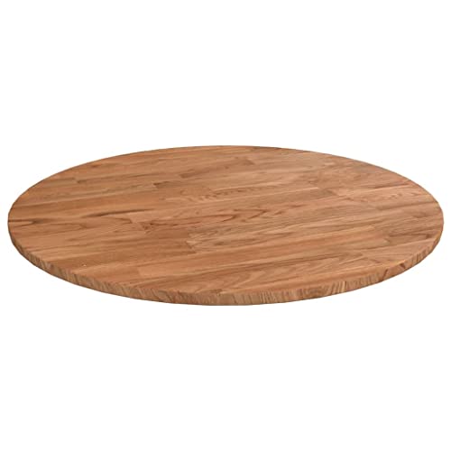 WIFESE Runde Tischplatte Hellbraun Esstisch Holzplatte Massiv Multiplex Platte KüChenarbeitsplatte Holzplatte Rund Tabletop Tischplatte Rund Massivholzplatte Ø40x1,5 cm Behandeltes Eichenholz von WIFESE