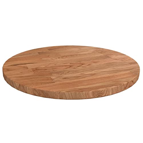 WIFESE Runde Tischplatte Ø30x1,5 cm Esstisch Holzplatte Massiv Multiplex Platte KüChenarbeitsplatte Holzplatte Rund Tabletop Tischplatte Rund Massivholzplatte Behandeltes Eichenholz Hellbraun von WIFESE