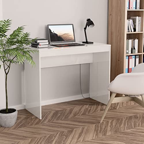 WIFESE Schreibtisch Hochglanz-Weiß 90x40x72 cm Holzwerkstoff Computertisch Bürotisch Gaming Ecktisch Homeoffice Schreibtisch für Kinder Laptop-Tisch Büromöbel Elegantes und Modernes Design von WIFESE