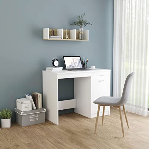 WIFESE Schreibtisch Weiß 100x50x76 cm Holzwerkstoff Computertisch Bürotisch Gaming Ecktisch Homeoffice Schreibtisch für Kinder Büromöbel Laptop-Tisch mit Stauraum Elegantes & Modernes Design von WIFESE