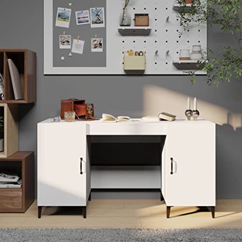 WIFESE Schreibtisch Weiß 140x50x75 cm Holzwerkstoff Computertisch Multifunktionaler Schreibtisch für Kinder Bürotisch für Büros Studentenwohnheime Wohnungen mit Begrenztem Platzangebot Industriestil von WIFESE