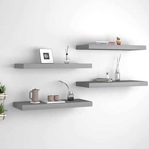 WIFESE Schwebendes Wandregal 60x23,5x3,8 cm 4 Stück Schweberegal Hängeregal Regale Wandregale Regalboden Regal Grau Wand Regal Schwebend für Wohnzimmer Kinderzimmer Waben MDF Metall von WIFESE