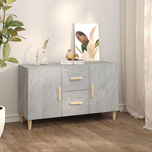 WIFESE Sideboard Betongrau 100x36x60 cm Holzwerkstoff Kommode Mit Schubladen Wohnzimmerschrank Komodenschrank Schlafzimmer KüChe Holz Grau von WIFESE