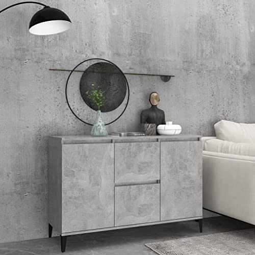 WIFESE Sideboard Betongrau 104x35x70 cm Komodenschrank KüChenschrank Komode Schrank Klein Flurschrank Schrank Mit Schubladen Schrank Schmal Wohnzimmer Küche Flur Sideboard von WIFESE