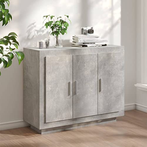 WIFESE Sideboard Betongrau 92x35x75 cm Holzwerkstoff Kommode KüChenschrank Schrank Klein Kommode Schmal Flurschrank Schmal Badezimmerschrank Komodenschrank Wohnzimmerschrank Beistellschrank von WIFESE