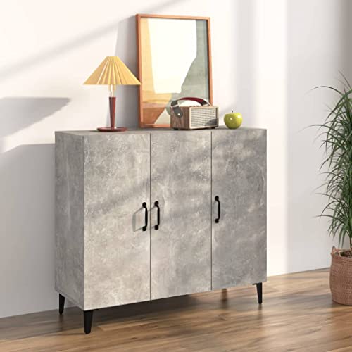 WIFESE Sideboard Betongrau Holzwerkstoff Sideboard Wohnzimmer Sideboard Grau Sideboard KüChe Sideboard Holz Industrial MöBel Sideboard Schlafzimmer Sideboard Schmal Sideboard Flur 90x34x80 cm von WIFESE