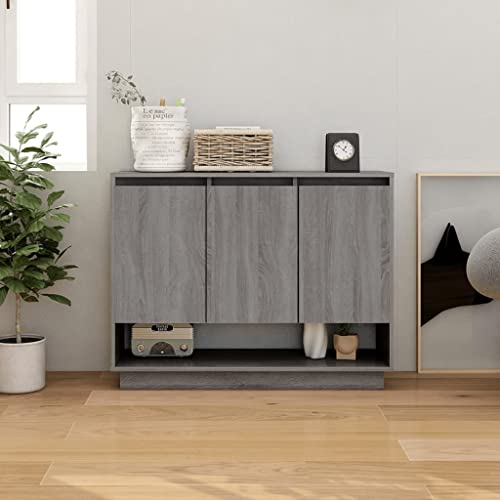 WIFESE Sideboard Grau Sonoma 97x31x75 cm Holzwerkstoff Komodenschrank KüChenschrank Schlafzimmer Schrank Klein Badezimmerschrank Flur MöBel Allzweckschrank Kommode Flur Fernsehschrank von WIFESE