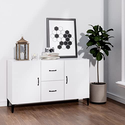 WIFESE Sideboard Hochglanz-Weiß 100x36x60 cm Holzwerkstoff Komodenschrank KüChenschrank Schlafzimmer Schrank Klein Badezimmerschrank Flur MöBel Allzweckschrank Kommode Flur Fernsehschrank von WIFESE